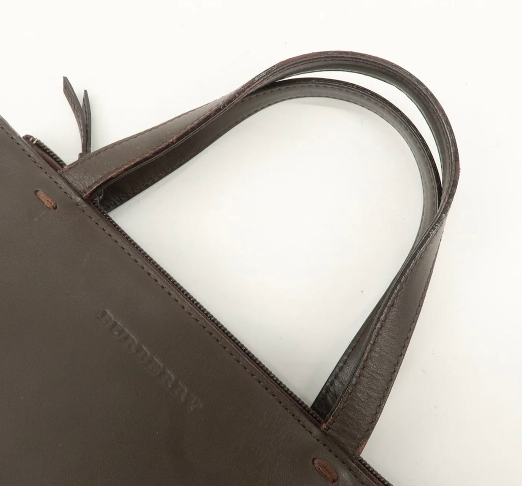 Burberry Suede Leather Hand Bag Brown