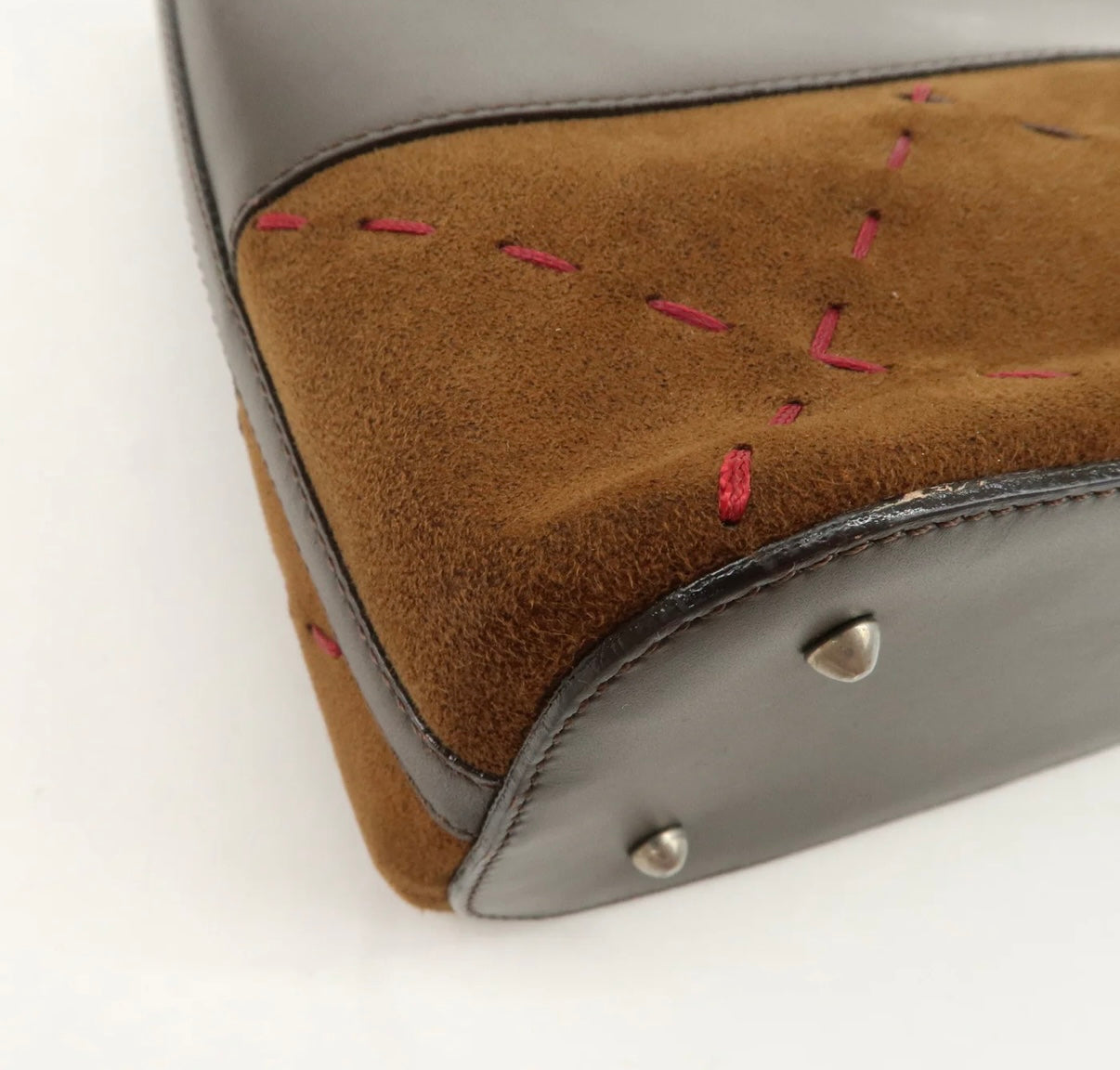 Burberry Suede Leather Hand Bag Brown