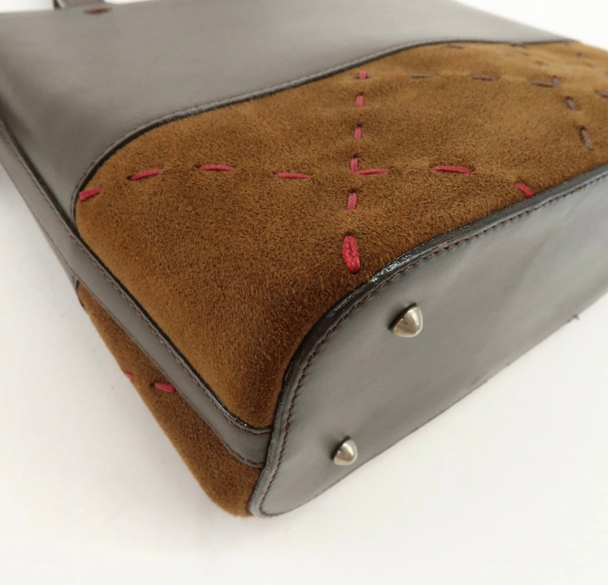 Burberry Suede Leather Hand Bag Brown