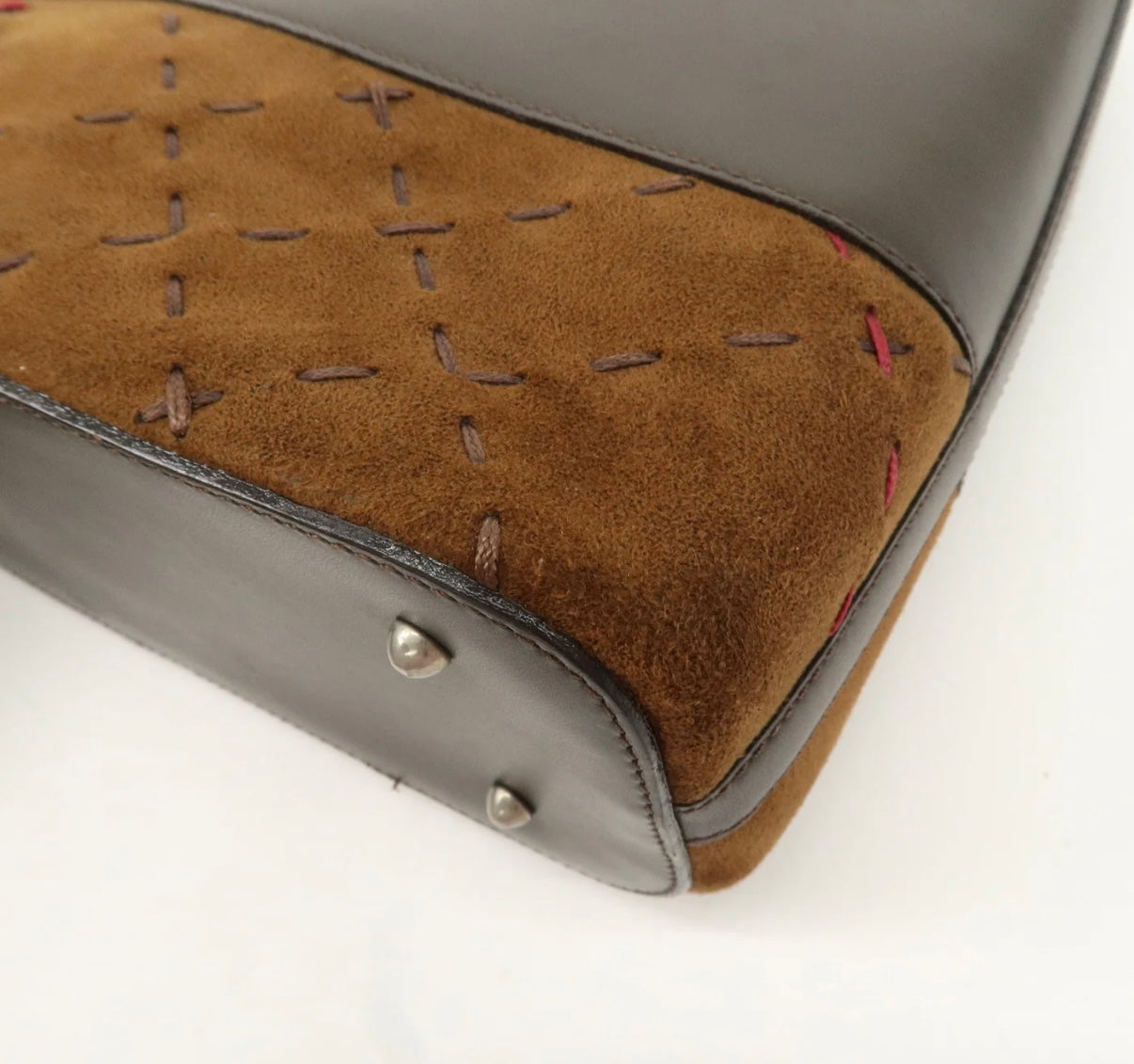 Burberry Suede Leather Hand Bag Brown