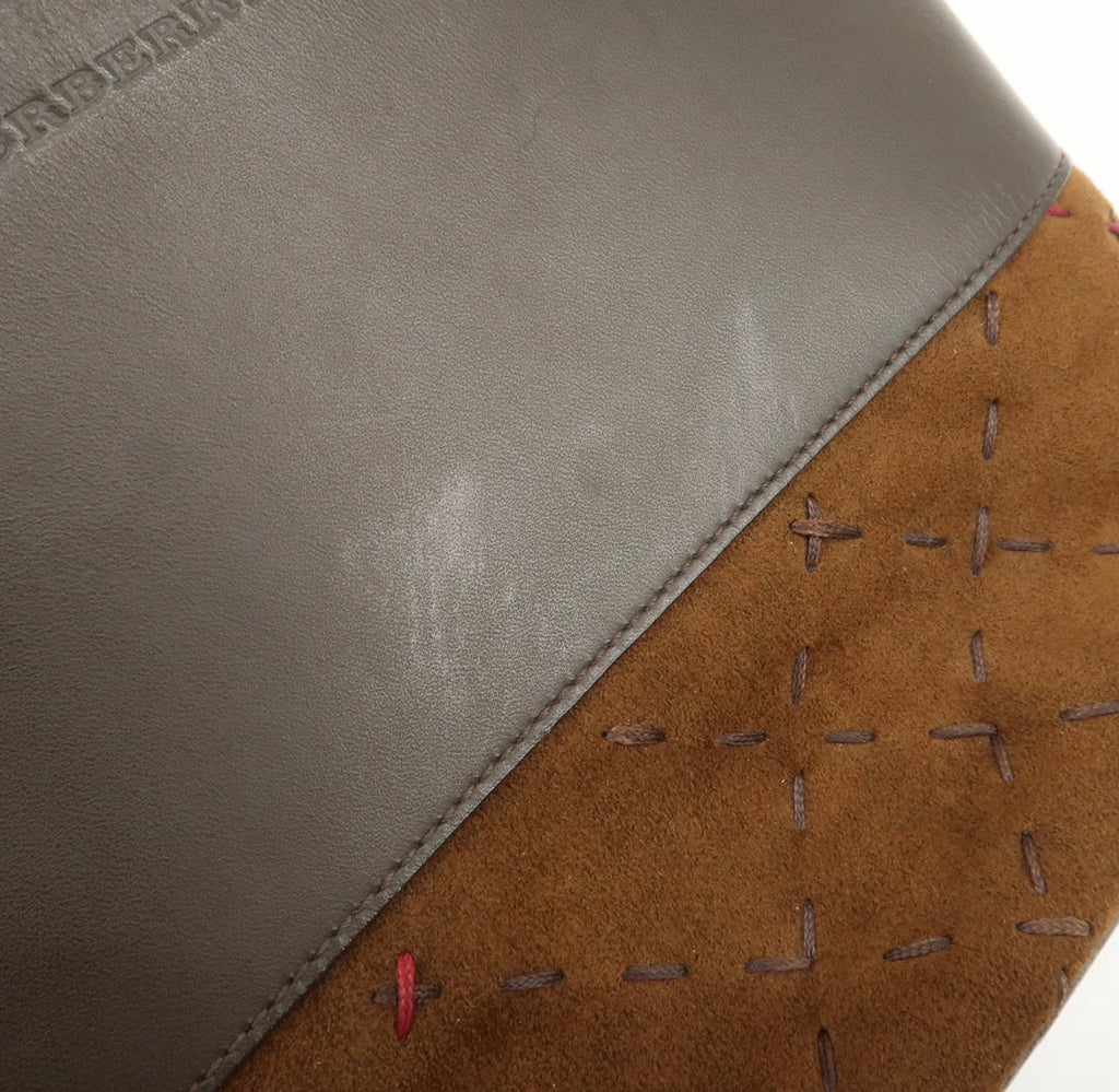 Burberry Suede Leather Hand Bag Brown