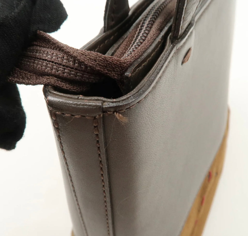 Burberry Suede Leather Hand Bag Brown