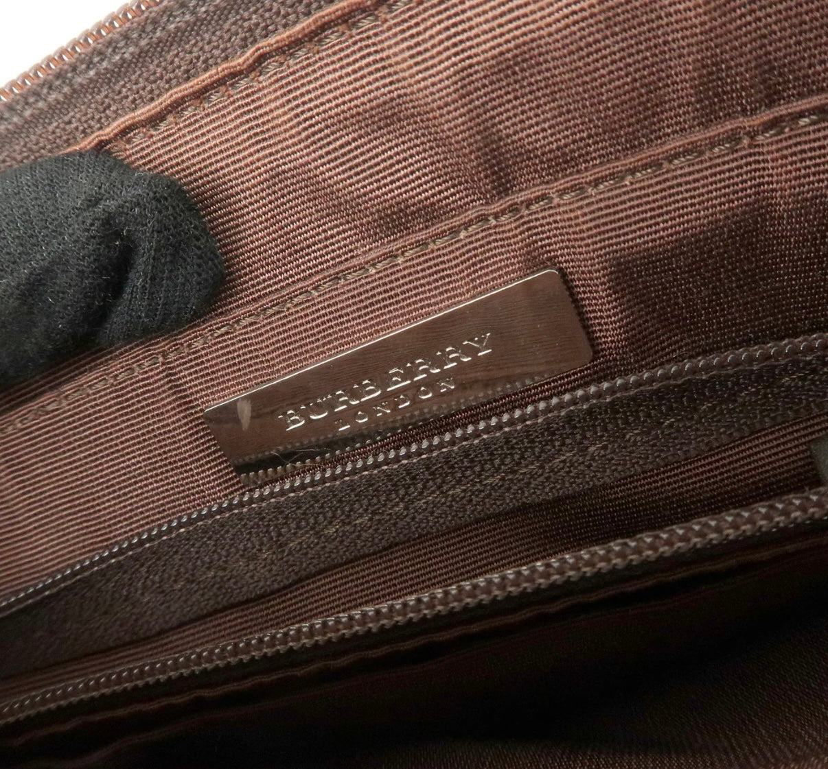 Burberry Suede Leather Hand Bag Brown